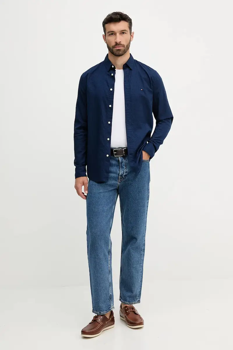 camicia in cotone uomo colore blu navy MW0MW39446 miniatura 2