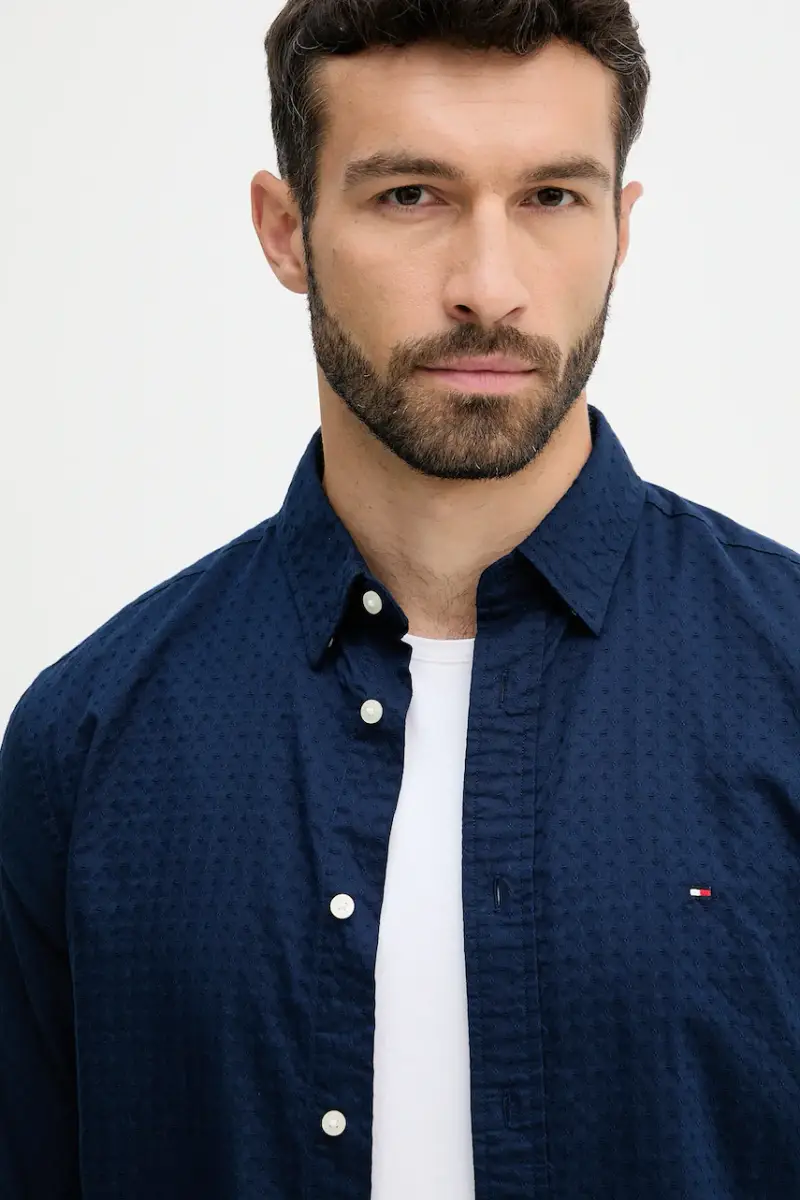 camicia in cotone uomo colore blu navy MW0MW39446 miniatura 4