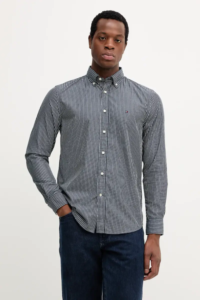 camicia in cotone uomo colore nero MW0MW41399 Grigio