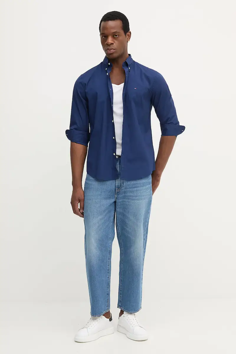 camicia in cotone uomo colore rosa MW0MW37550 Blu navy miniatura 2