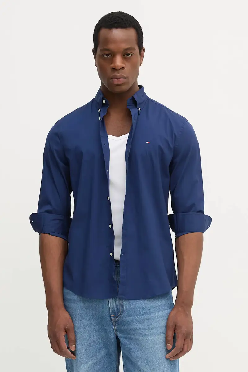 camicia in cotone uomo colore rosa MW0MW37550 Blu navy