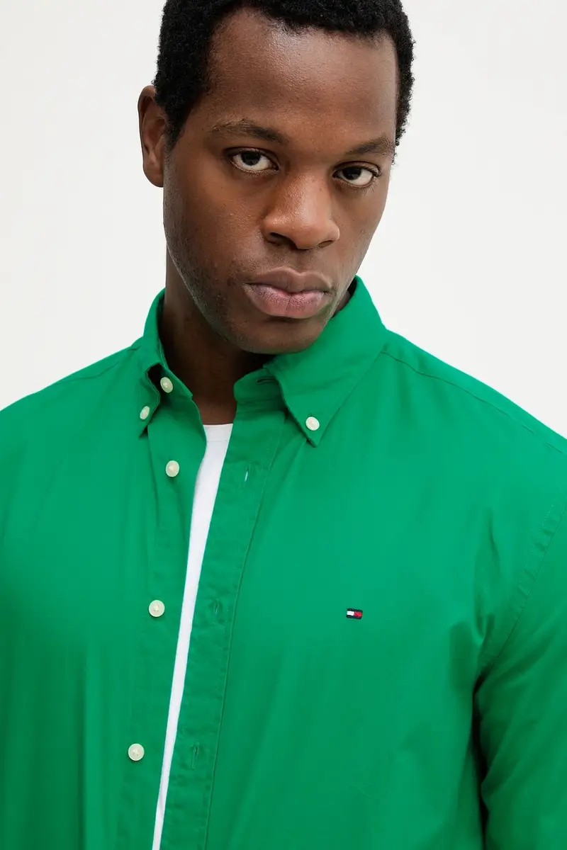 camicia in cotone uomo colore rosa MW0MW37550 Verde miniatura 4