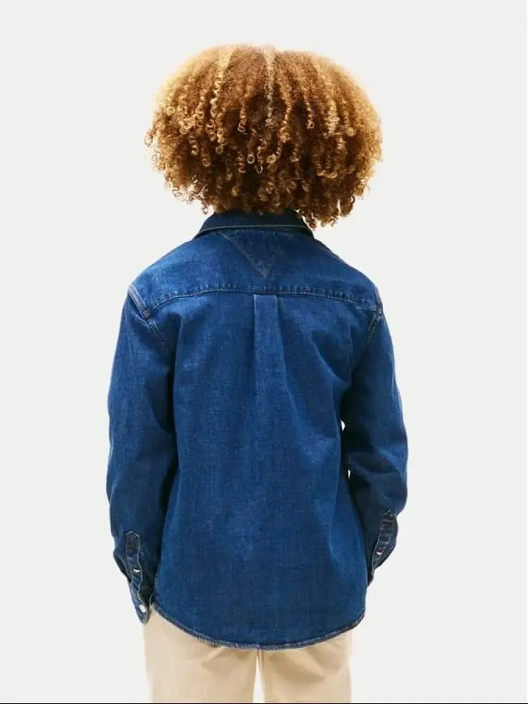 camicia in denim bambino mini logo miniatura 2