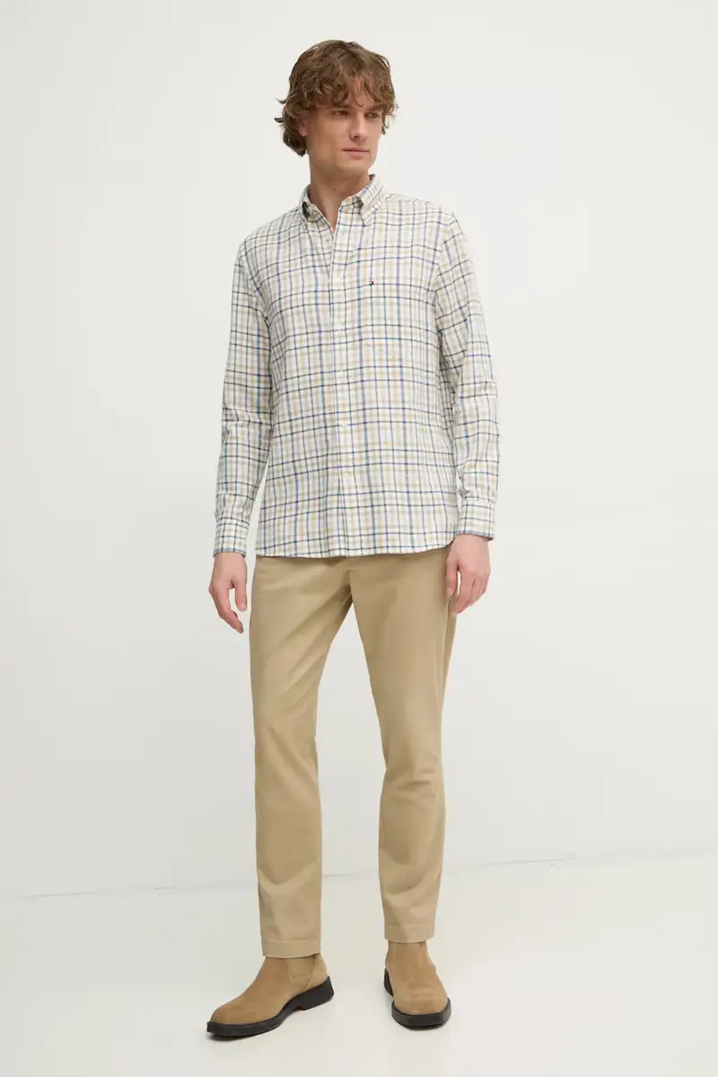 camicia in lino misto colore beige MW0MW37573 miniatura 2