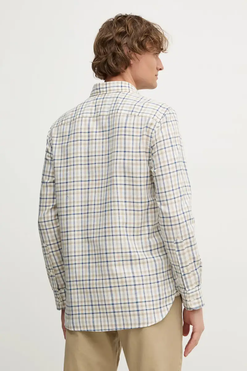 camicia in lino misto colore beige MW0MW37573 miniatura 3