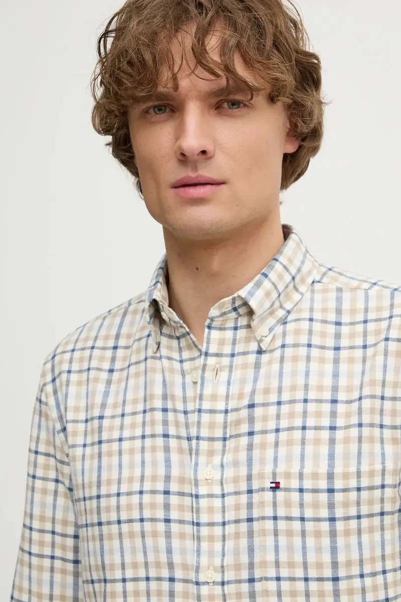 camicia in lino misto colore beige MW0MW37573 miniatura 4