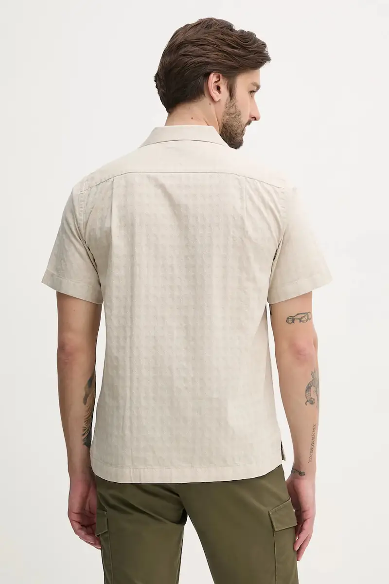 camicia in lino misto uomo colore beige MW0MW38564 miniatura 3