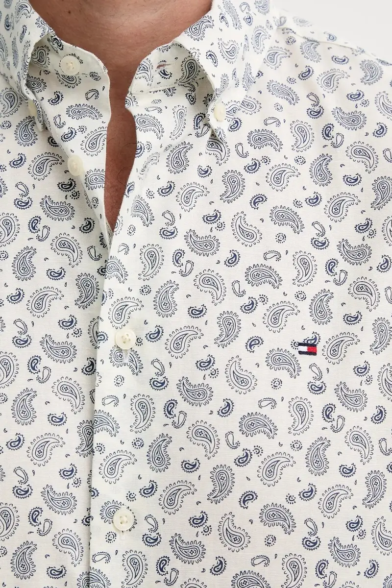 camicia in lino misto uomo colore bianco MW0MW38566 Beige miniatura 5