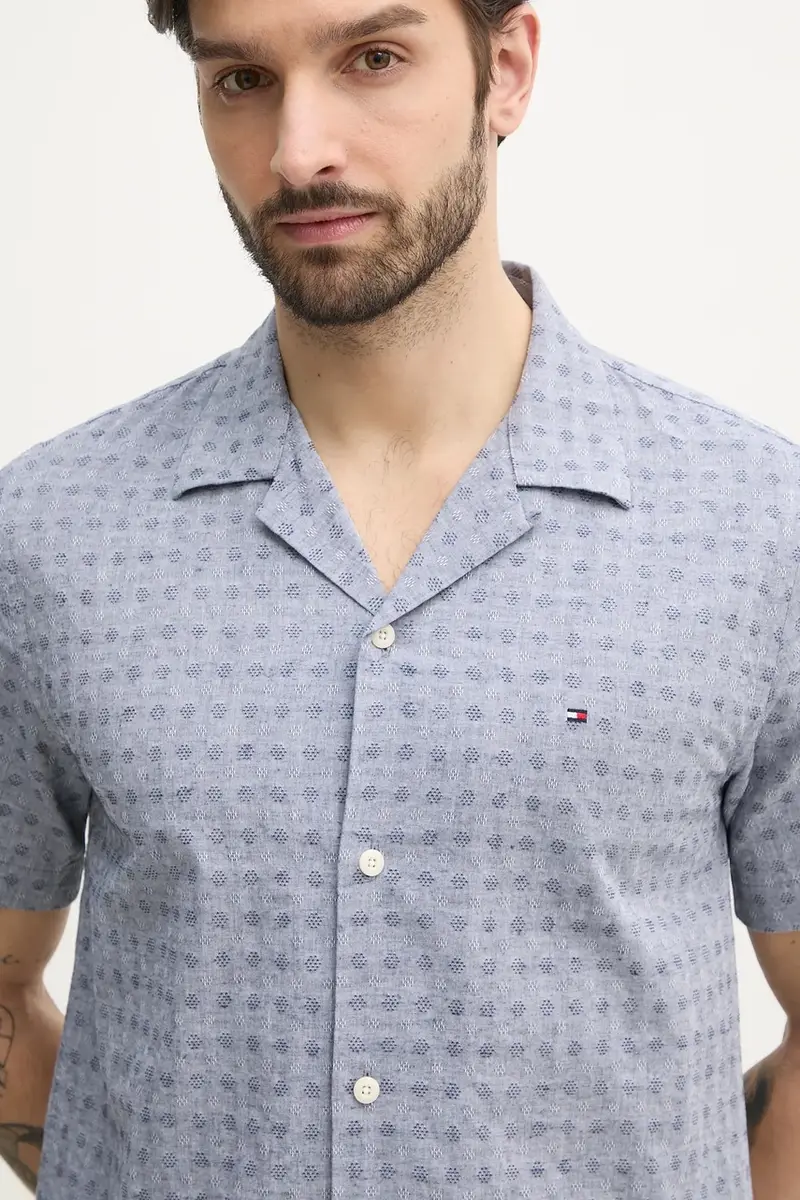 camicia in lino misto uomo colore blu MW0MW38564 miniatura 4