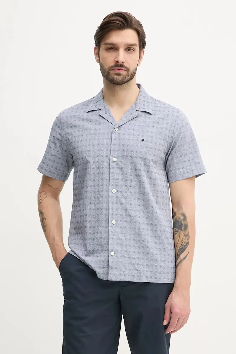 camicia in lino misto uomo colore blu MW0MW38564