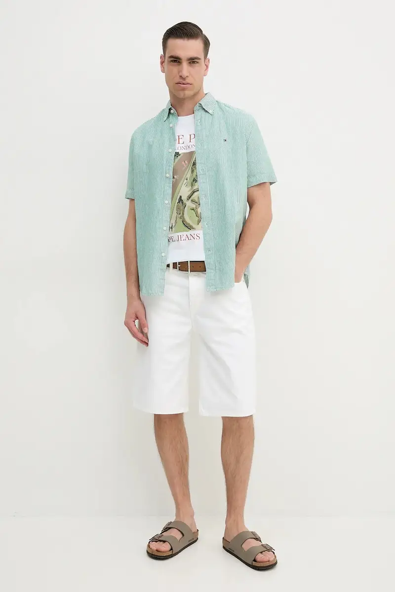 camicia in lino misto uomo colore verde MW0MW39155 miniatura 2