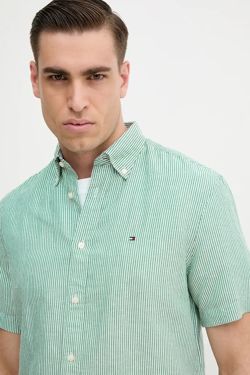 camicia in lino misto uomo colore verde MW0MW39155 miniatura 4