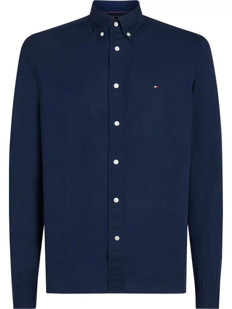 camicia in popeline di cotone flex blu