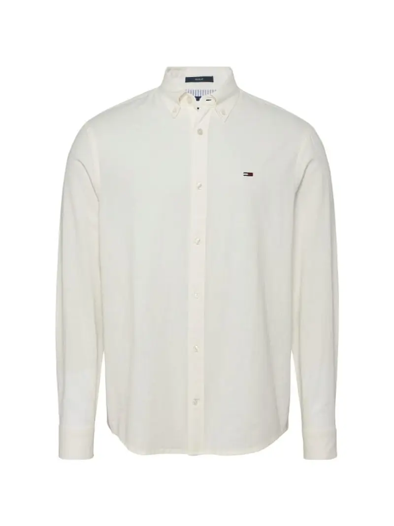 camicia manica lunga con logo cotone e lino