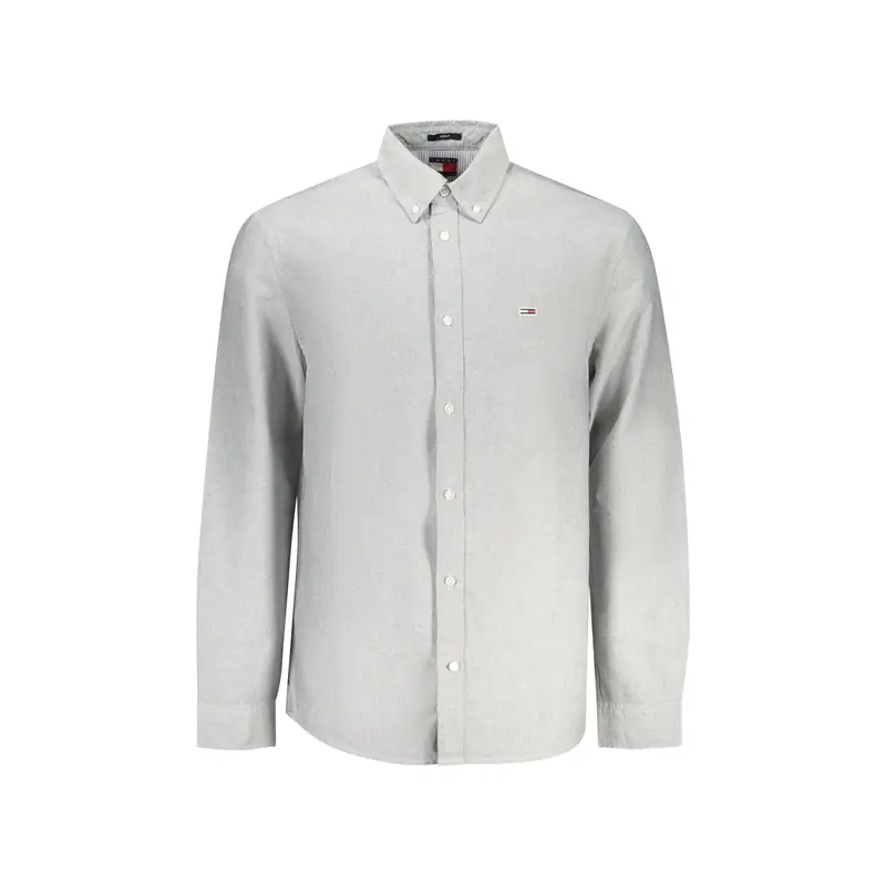 Camicia Maniche Lunghe Uomo Grigia Ricamo Grigio