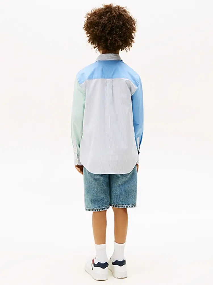 camicia multicolor bambino a righe logo sul braccio miniatura 2