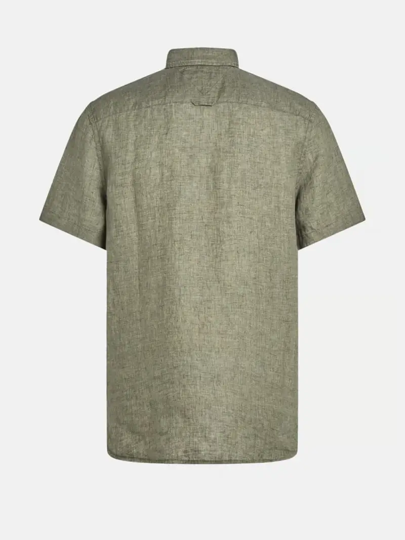 Tommy Hilfiger camicia verde uomo in lino mini logo sul petto miniatura 2