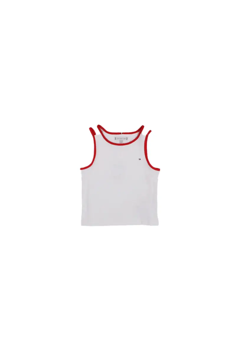 Canotta Bambino TOMMY HILFIGER White red Contrat binding tanktop