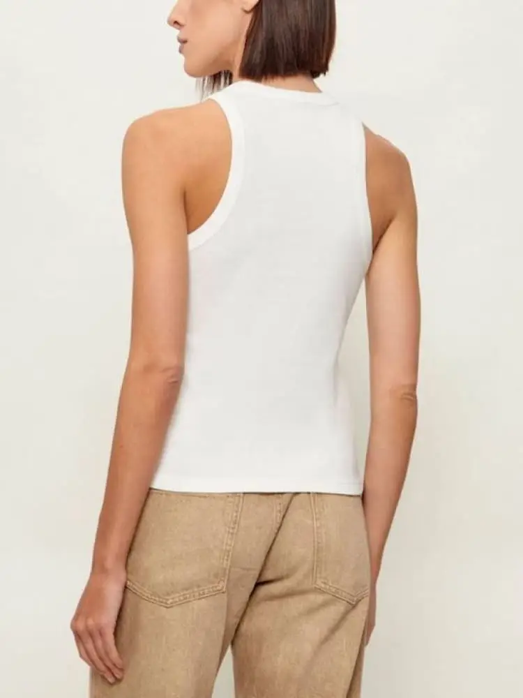 canotta ecru donna mini logo sul fondo miniatura 2