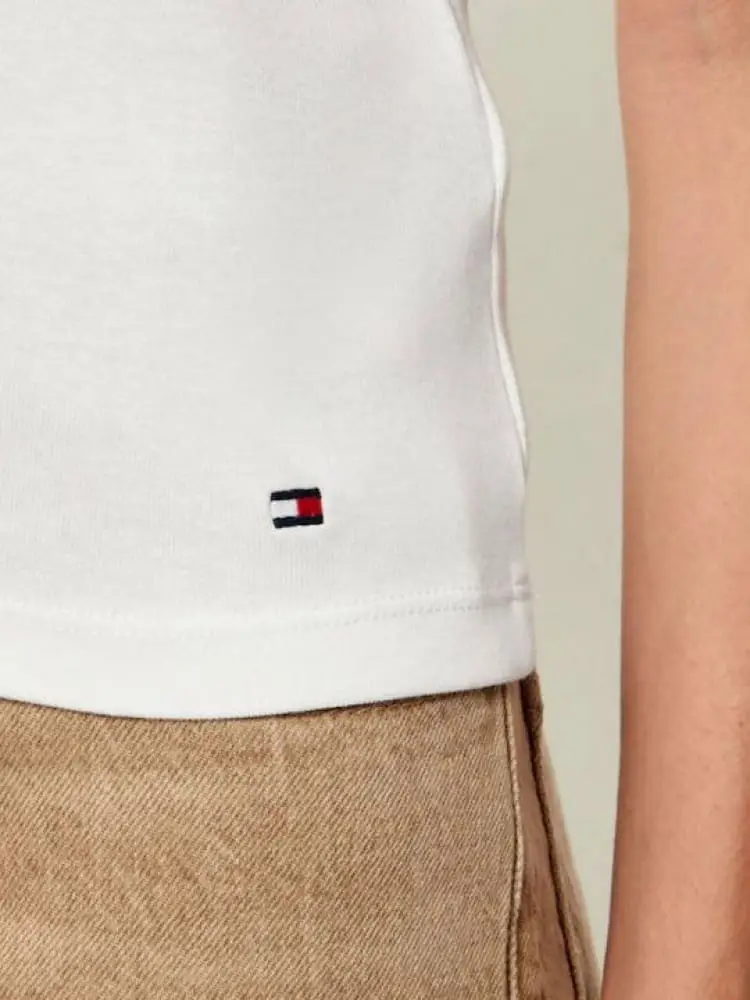 canotta ecru donna mini logo sul fondo miniatura 4