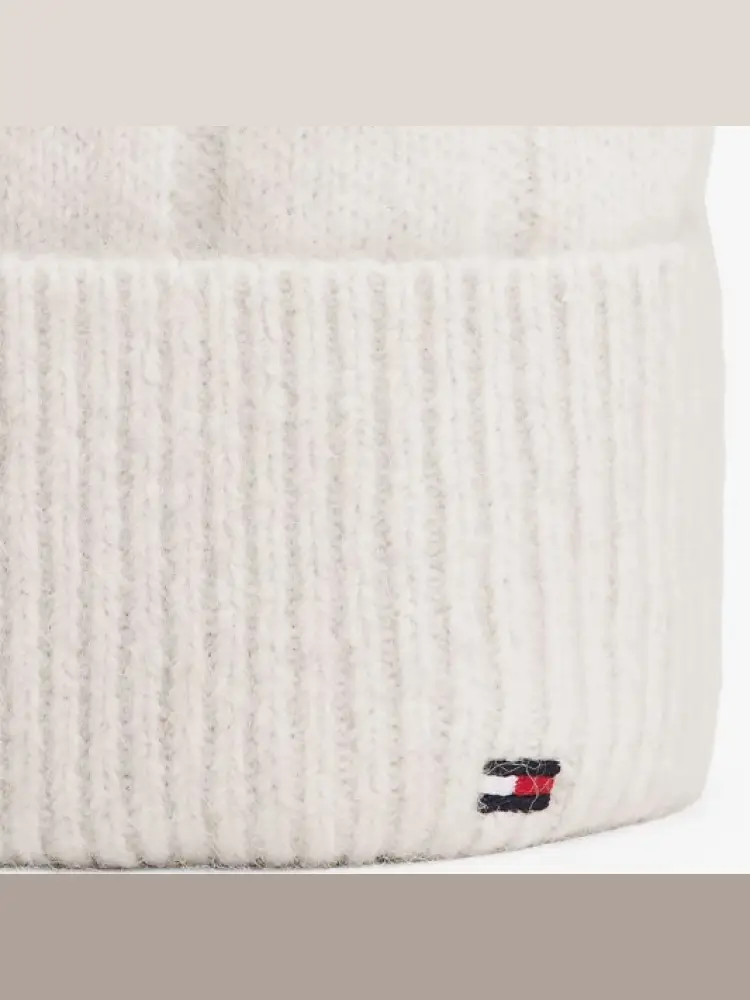 cappello bianco donna in lana mini logo sul fondo miniatura 3