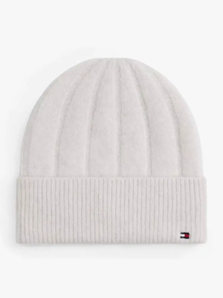 cappello bianco donna in lana mini logo sul fondo