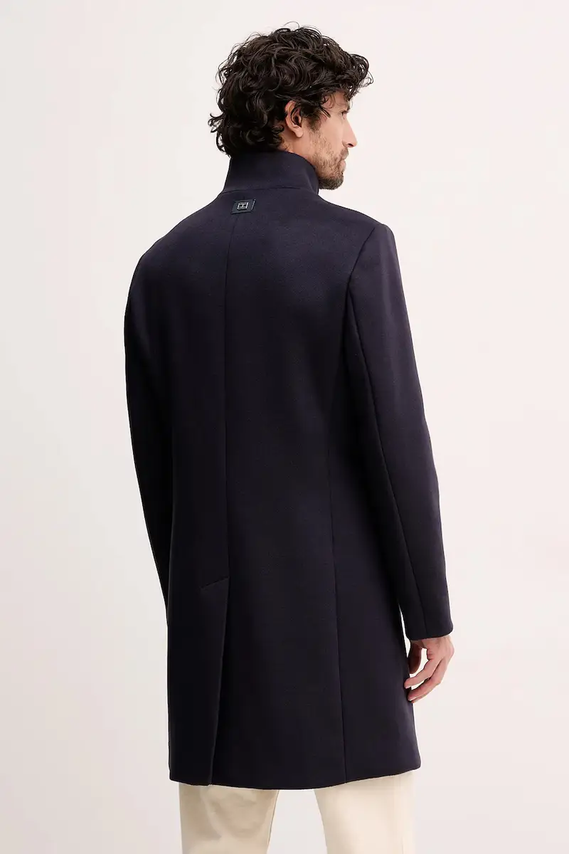 cappotto con lana Blu navy miniatura 3