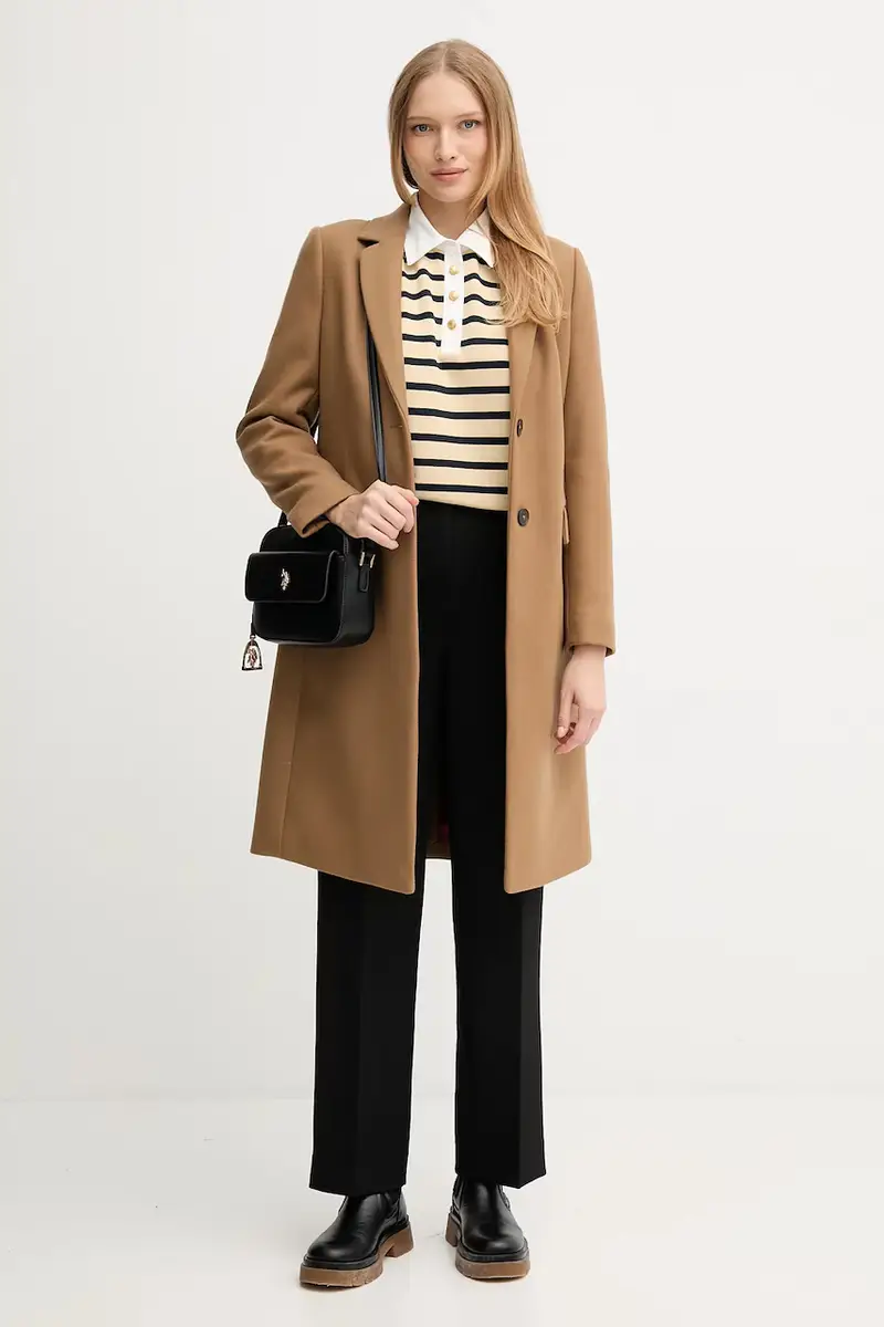 cappotto con lana colore beige WW0WW46547 miniatura 2