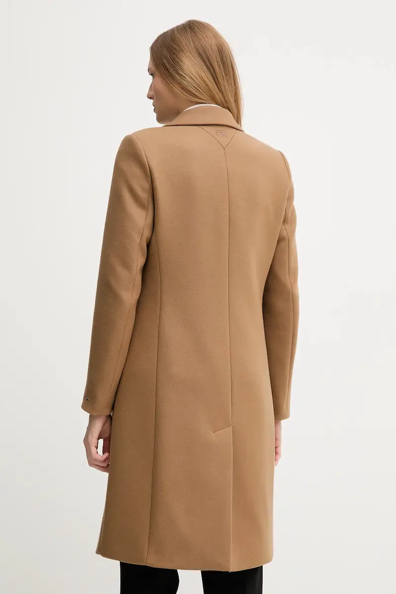 cappotto con lana colore beige WW0WW46547 miniatura 3