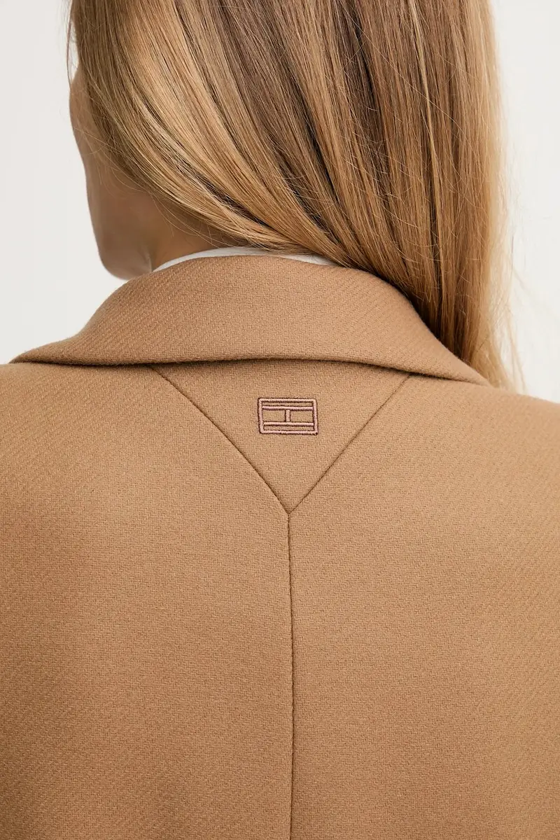 cappotto con lana colore beige WW0WW46547 miniatura 5