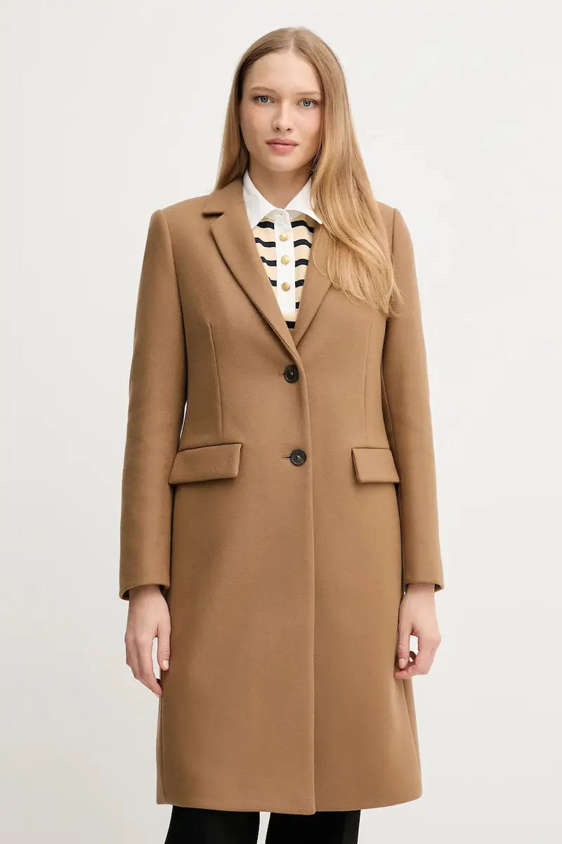 cappotto con lana colore beige WW0WW46547