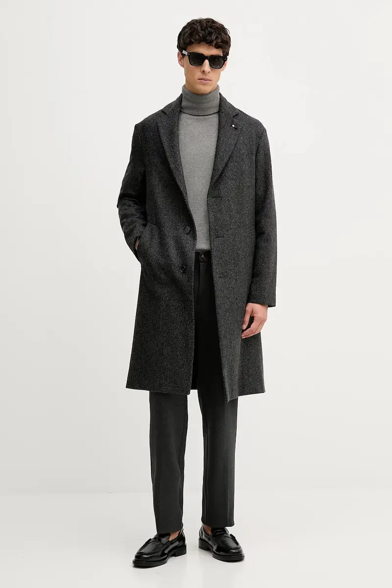 cappotto con lana colore grigio FSTHL4027.FSTH604 miniatura 2