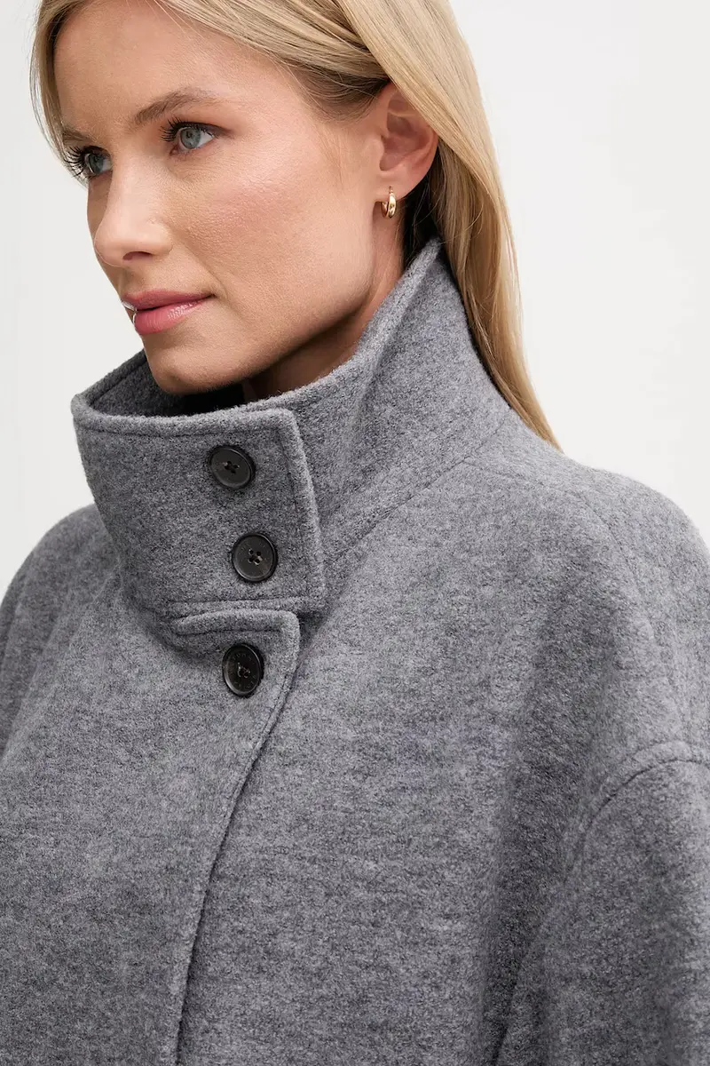 cappotto con lana colore grigio WW0WW47372 miniatura 4