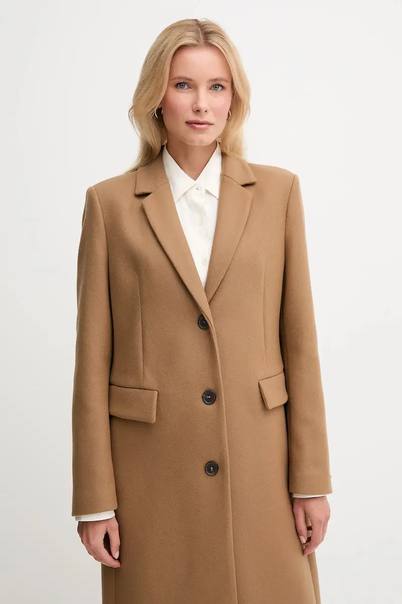 cappotto con lana colore marrone WW0WW47445 miniatura 4