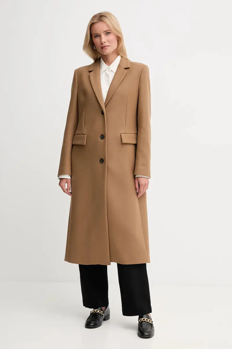 cappotto con lana colore marrone WW0WW47445