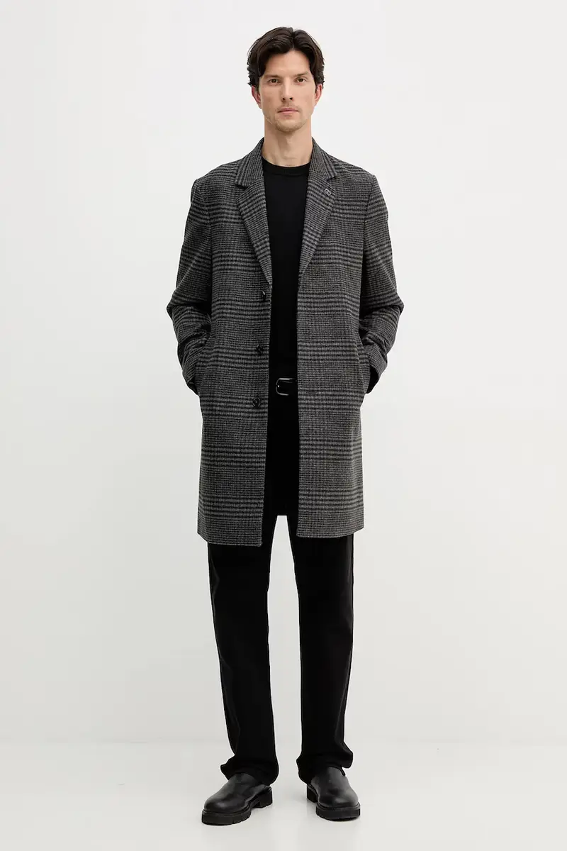 cappotto con lana colore nero MW0MW40769 miniatura 4