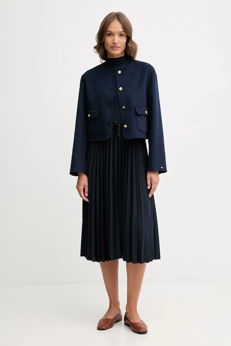 cappotto in lana colore blu navy WW0WW47446 miniatura 2