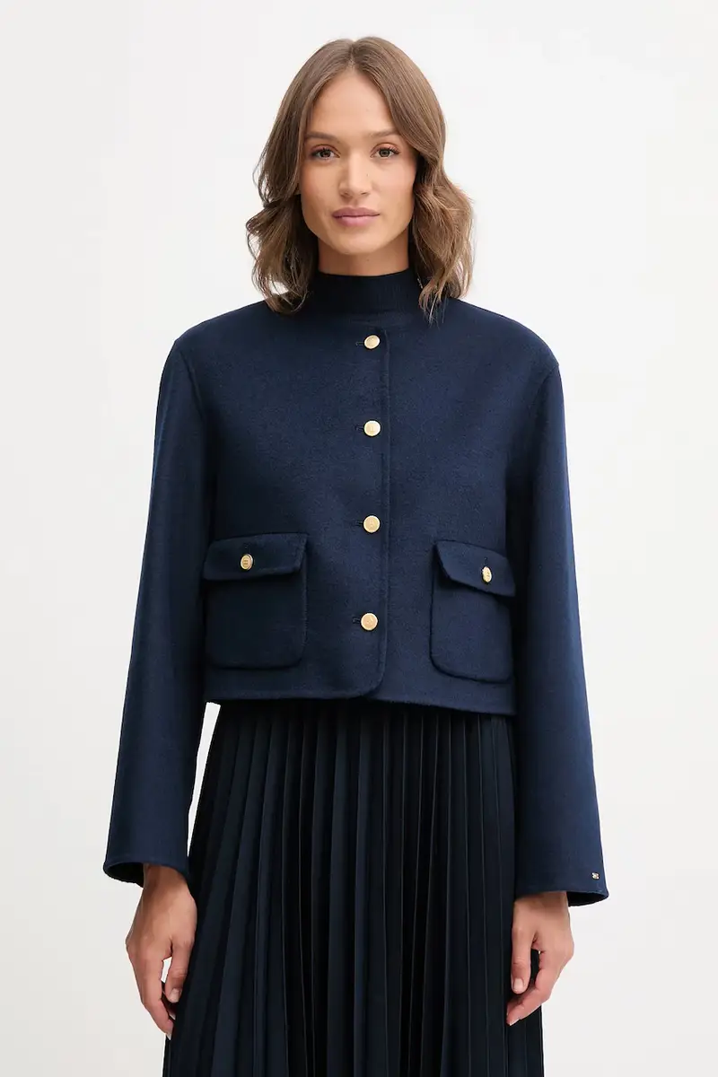 cappotto in lana colore blu navy WW0WW47446