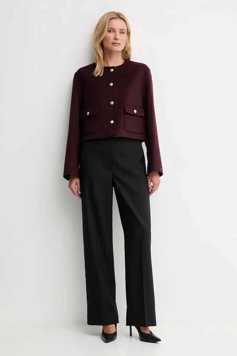 cappotto in lana colore granata WW0WW47446 miniatura 2