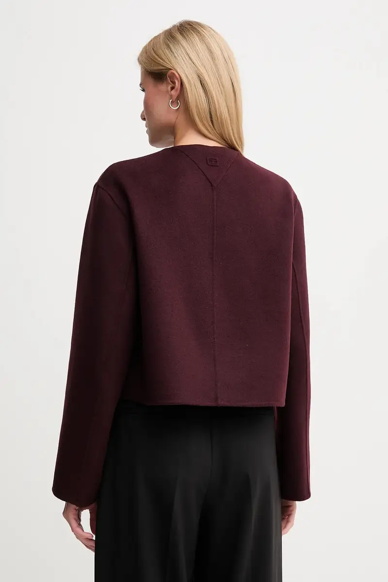 cappotto in lana colore granata WW0WW47446 miniatura 3