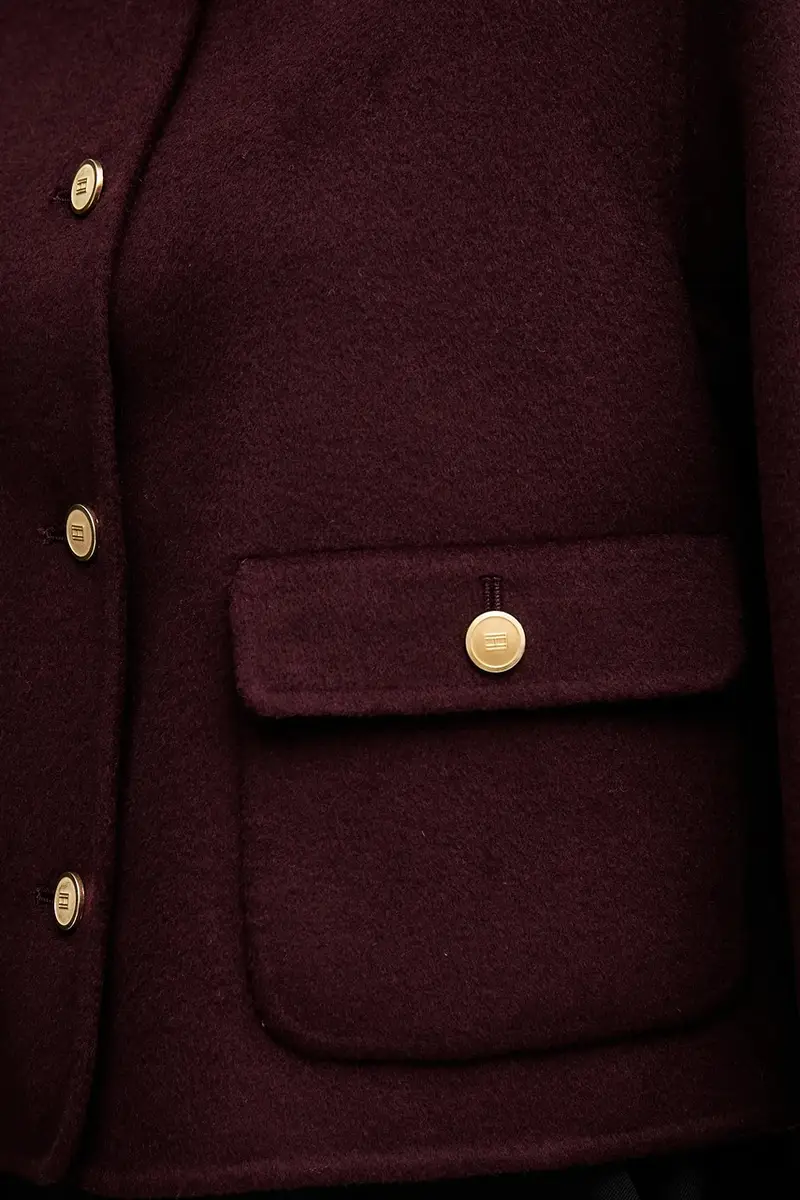 cappotto in lana colore granata WW0WW47446 miniatura 5