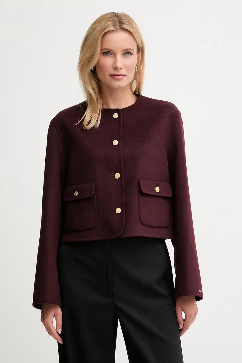 cappotto in lana colore granata WW0WW47446