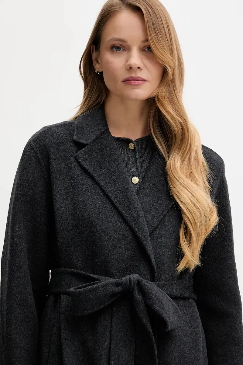 cappotto in lana colore grigio WW0WW47286 miniatura 4