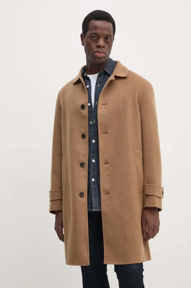 cappotto in lana colore marrone MW0MW37395