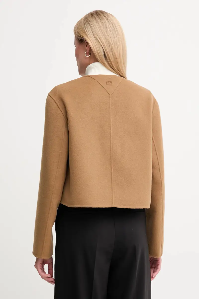 cappotto in lana colore marrone WW0WW47446 miniatura 3