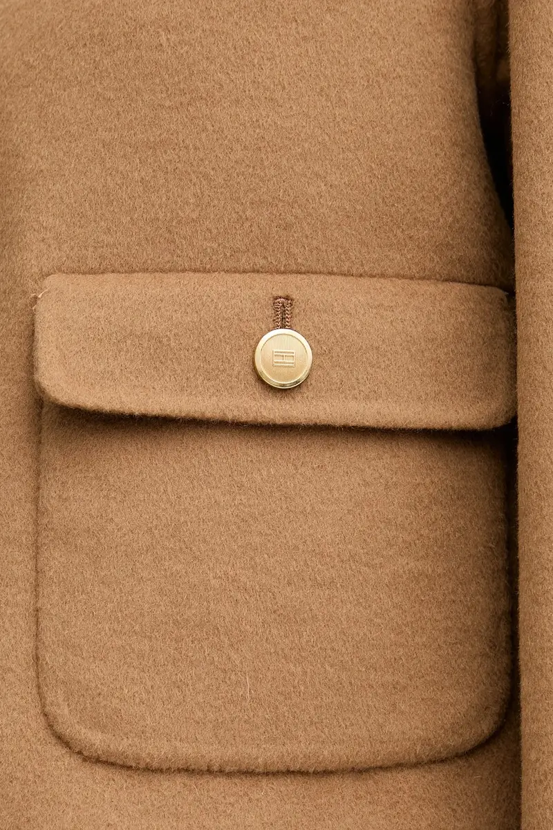 cappotto in lana colore marrone WW0WW47446 miniatura 5