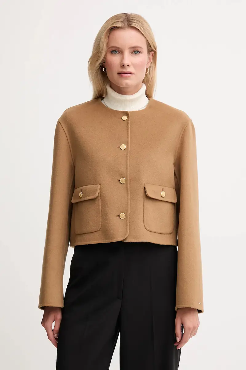 cappotto in lana colore marrone WW0WW47446