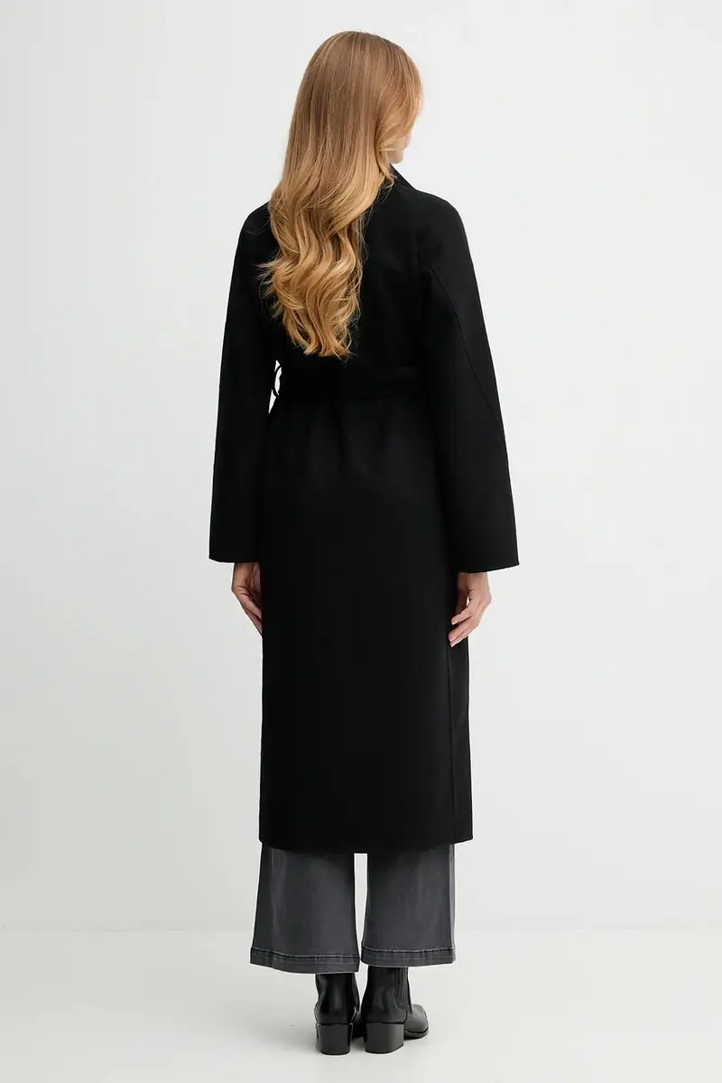 cappotto in lana colore nero WW0WW47286 miniatura 3