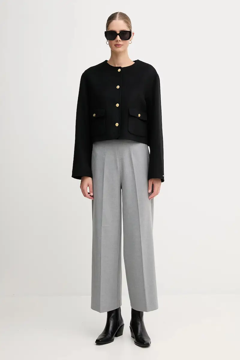 cappotto in lana colore nero WW0WW47446 miniatura 2