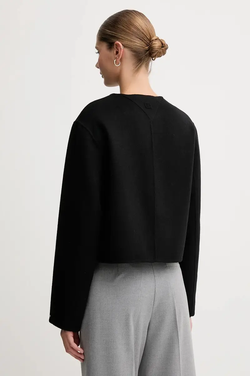 cappotto in lana colore nero WW0WW47446 miniatura 3